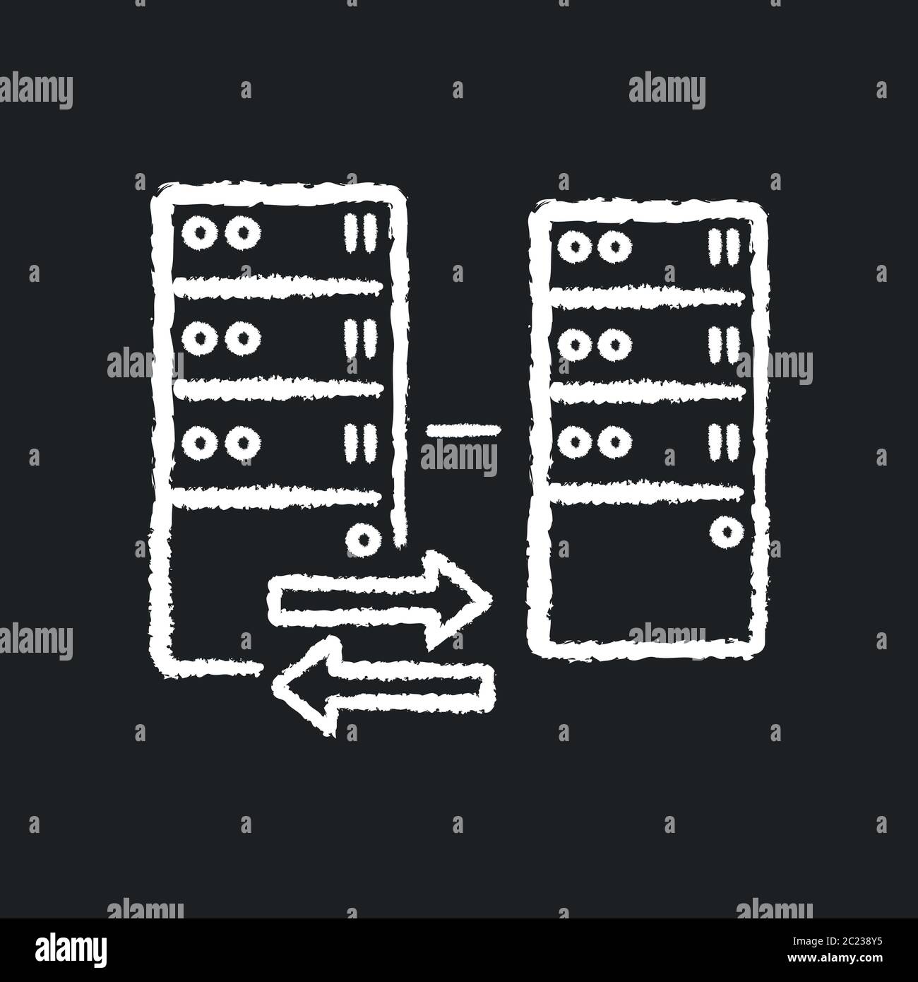 Icône blanche de la craie du proxy inverse sur fond noir Illustration de Vecteur