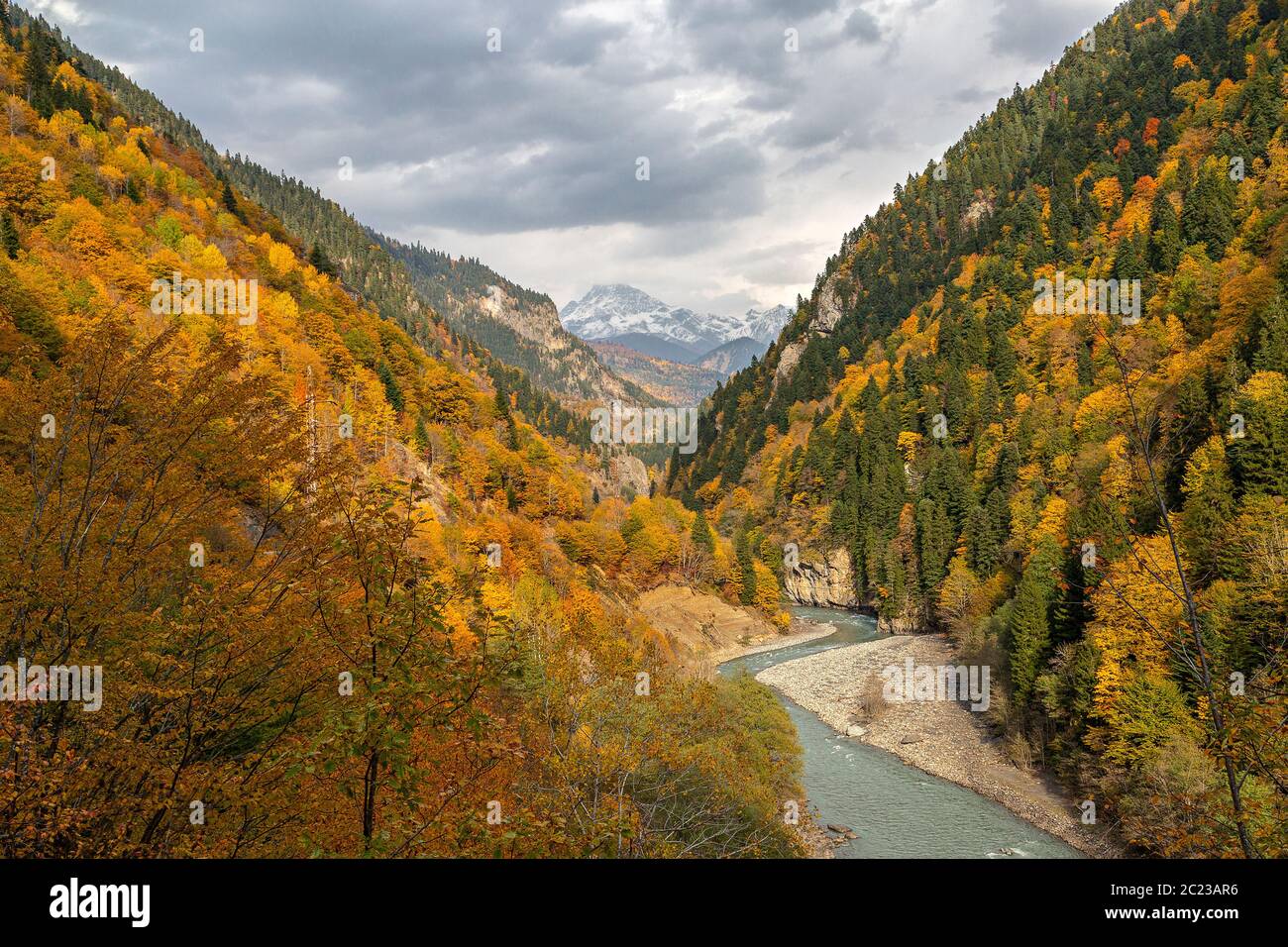 Couleurs d'automne dans les montagnes du Caucase en Géorgie, dans le Caucase Banque D'Images