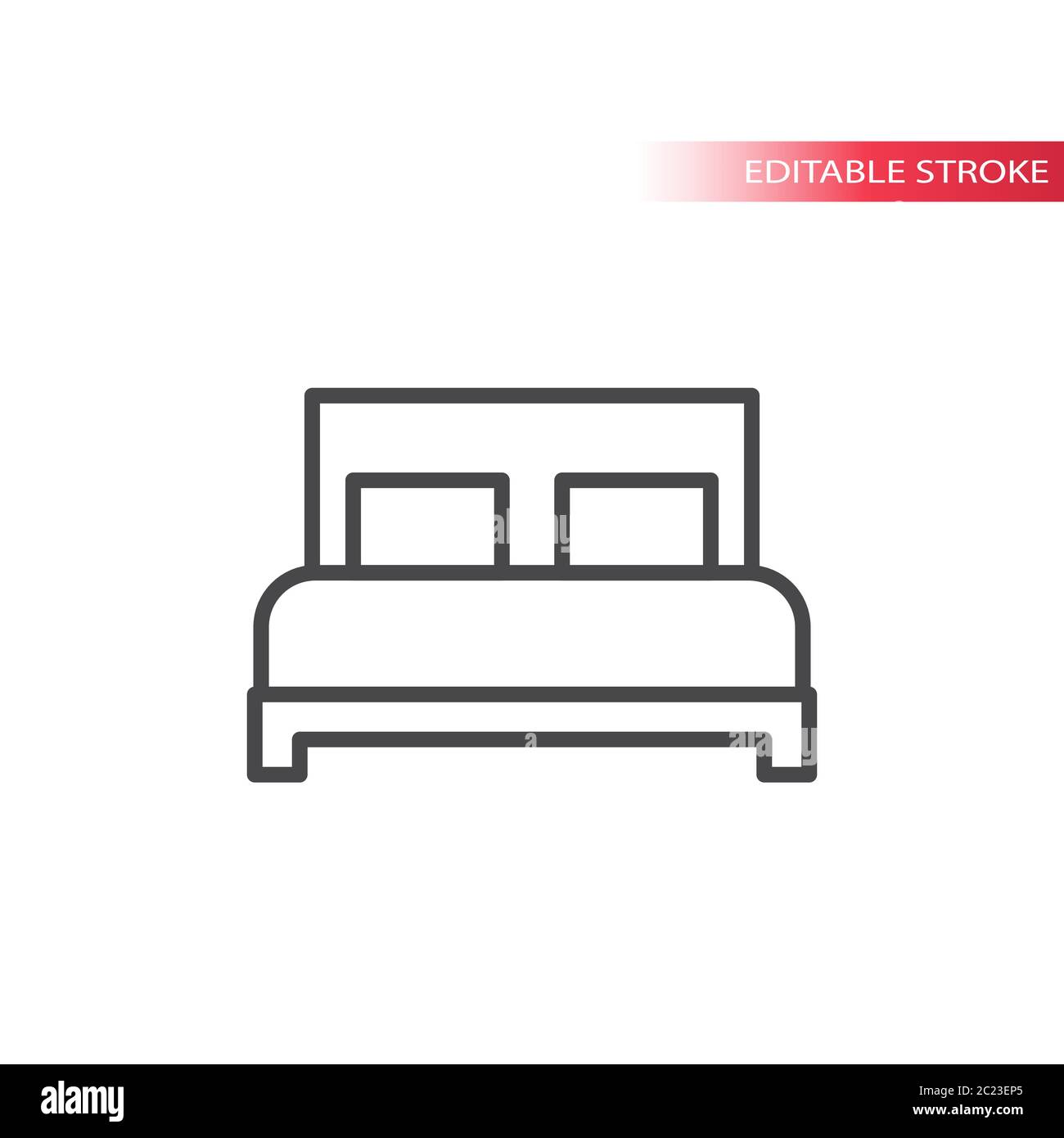 Icône de vecteur de ligne mince du lit ou de l'hôtel. Contour, contour modifiable. Illustration de Vecteur