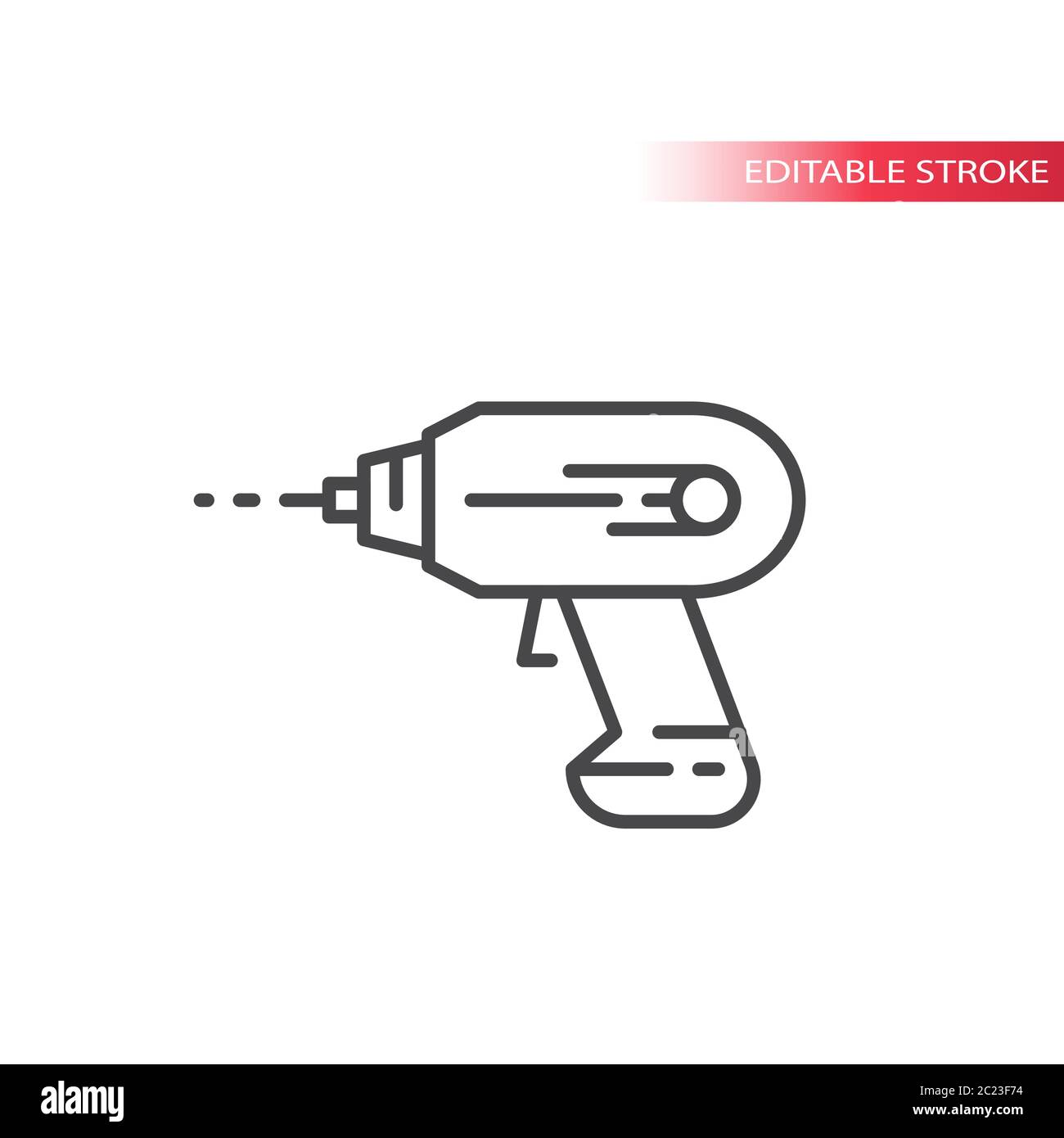 Perceuse, tournevis électrique instrument à trait fin icône vecteur. Contour, contour modifiable. Illustration de Vecteur
