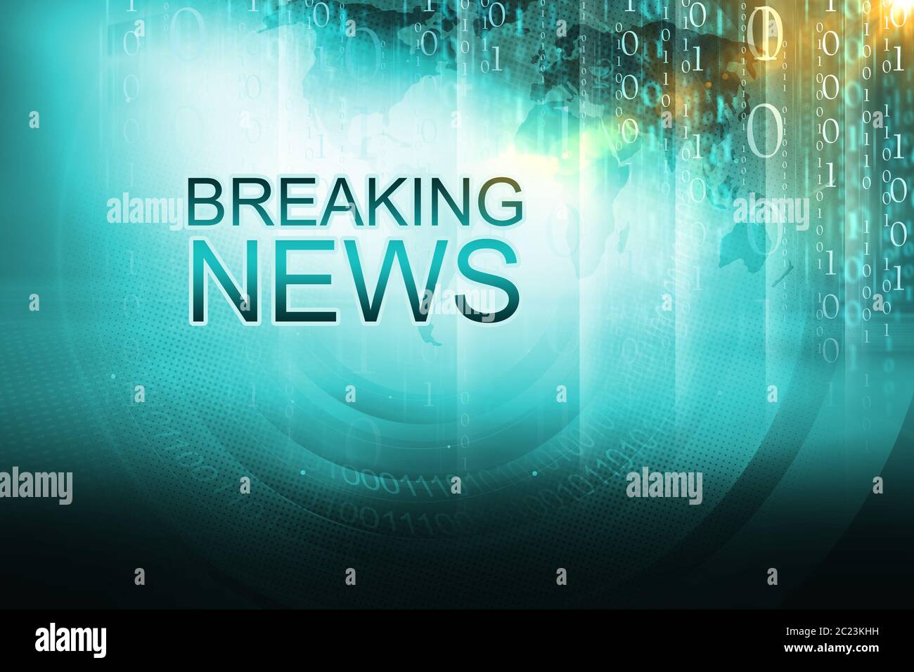 Breaking news Graphique arrière-plan. Contexte numérique avec les nouvelles de texte. Illustration 3d, 3D Render Banque D'Images