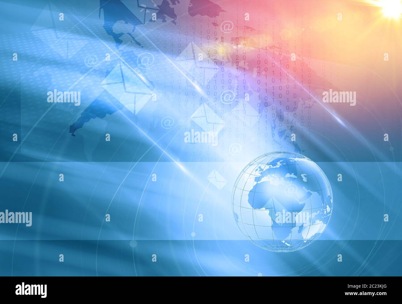 Arrière-plan de la technologie numérique graphique avec des icônes d'e-mail Media Concept Banque D'Images