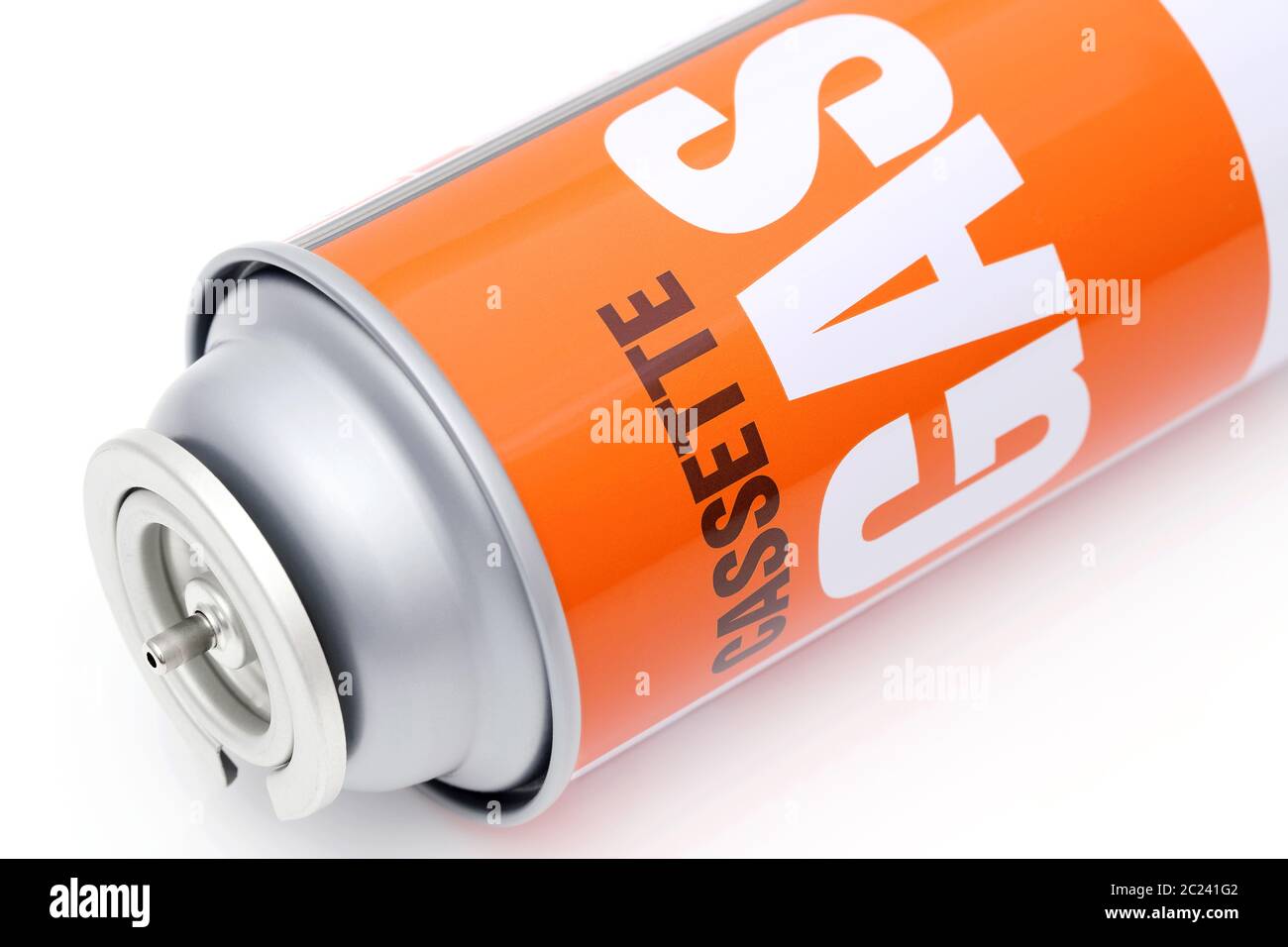 Bouteille de gaz portable pour un tourisme brûleur sur fond blanc Banque D'Images