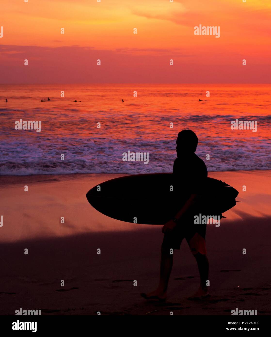 Surf surf mer silhouette plage Banque D'Images