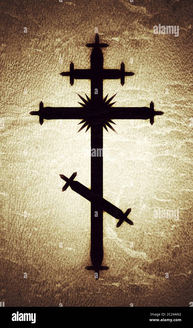 La croix orthodoxe grec-catholique Banque D'Images