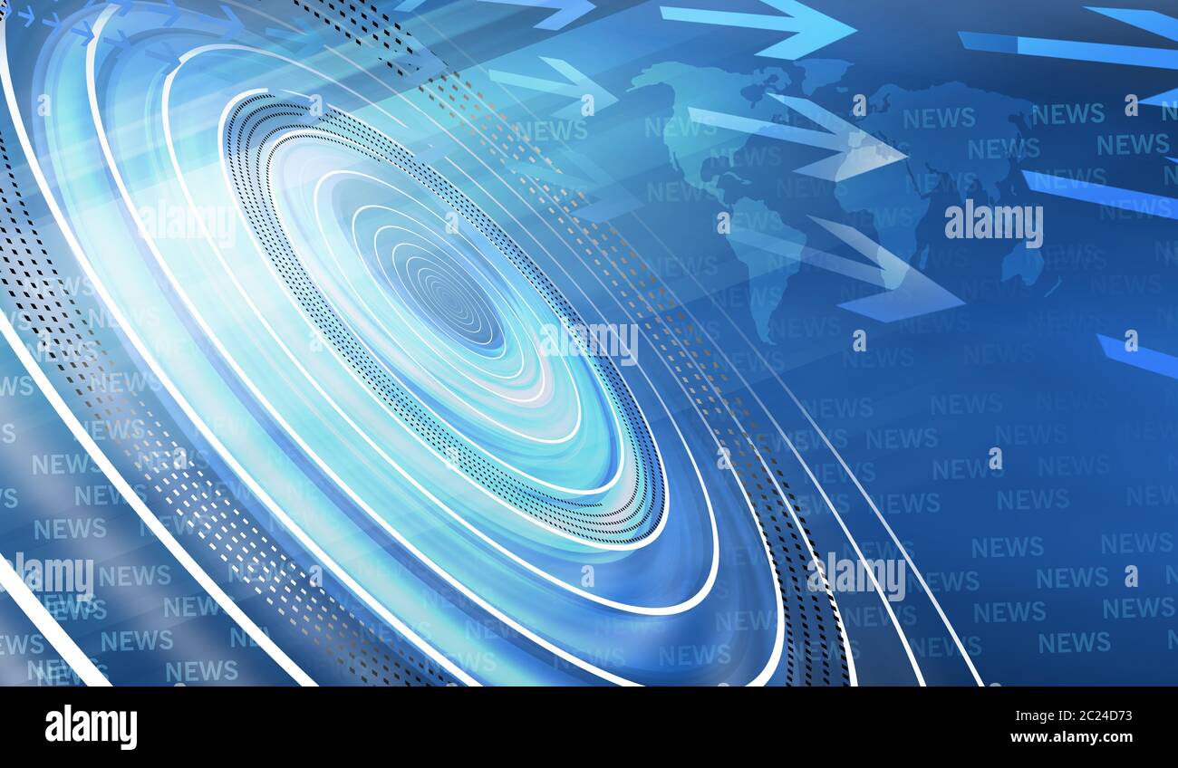 Informations numériques graphiques avec carte du monde et cercles d'ondes concentériques. Illustration 3d, rendu 3d Banque D'Images