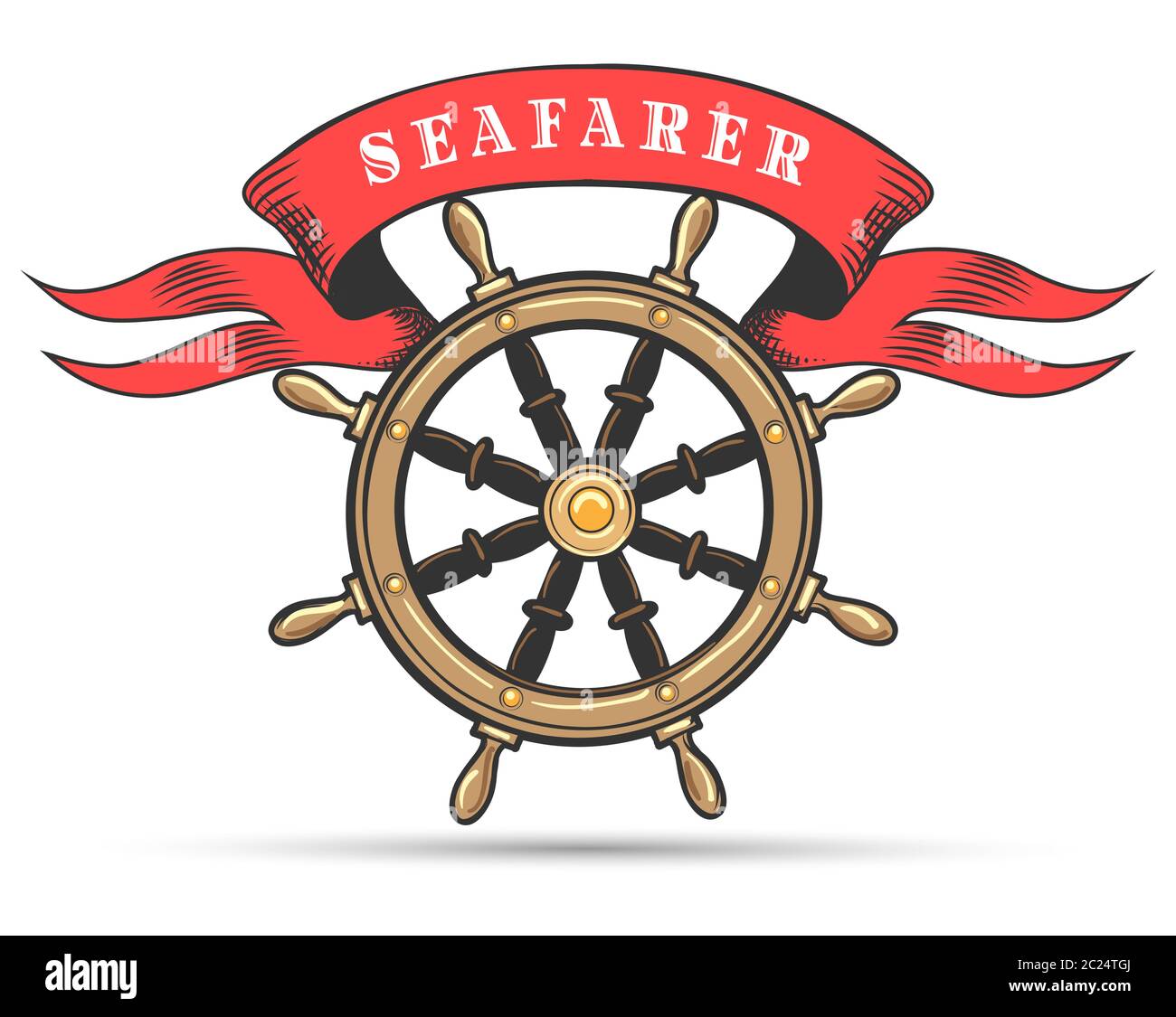 Expédier le volant et la bannière avec l'élément verbal Seafarer. Illustration vectorielle. Illustration de Vecteur