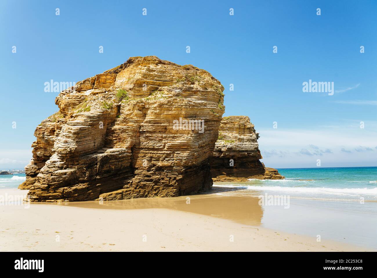 Vue sur la plage de Cathedrals en Galice, Espagne Banque D'Images