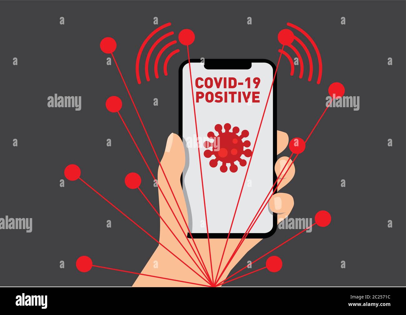 Smartphone de l'application de suivi des contacts coronavirus Illustration de Vecteur