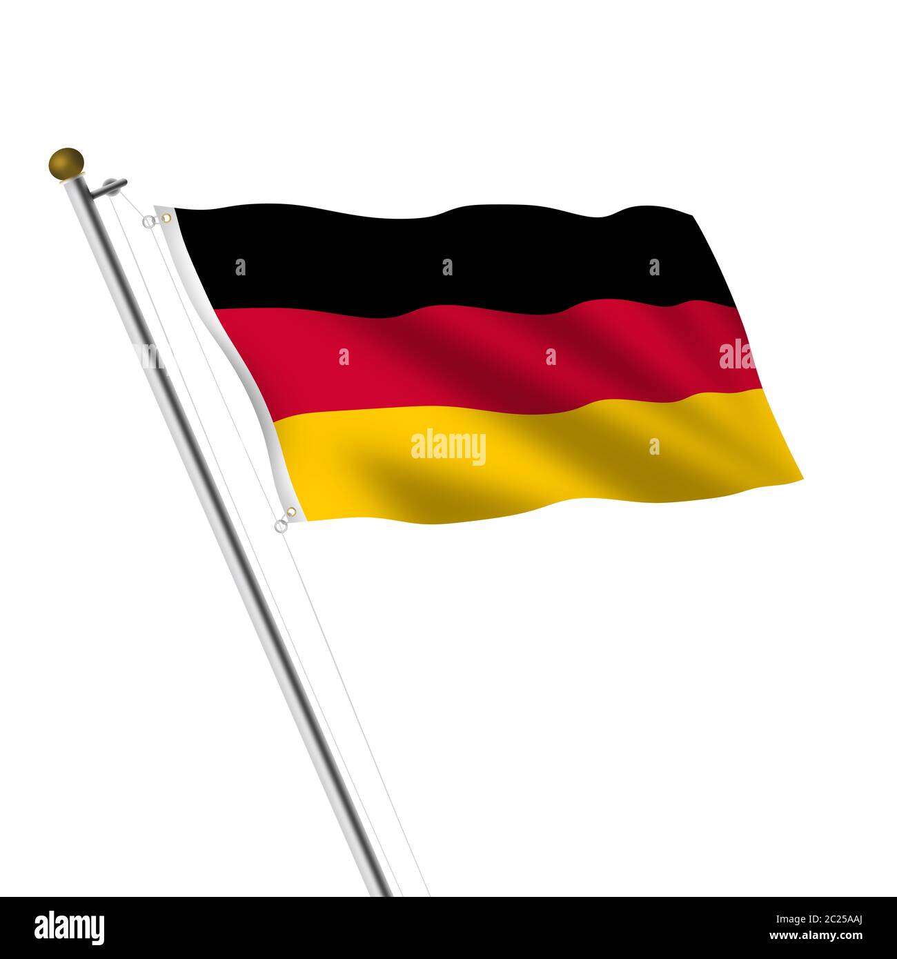 Allemagne Flagpole illustration sur blanc avec chemin de coupure Banque D'Images