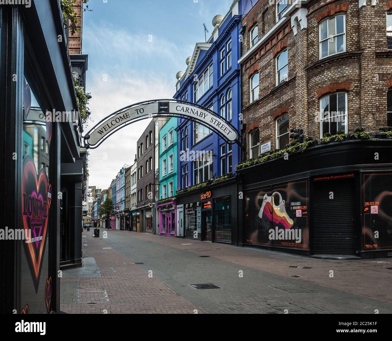 Une rue Carnaby vide pendant le confinement de la pandémie à Londres. Banque D'Images