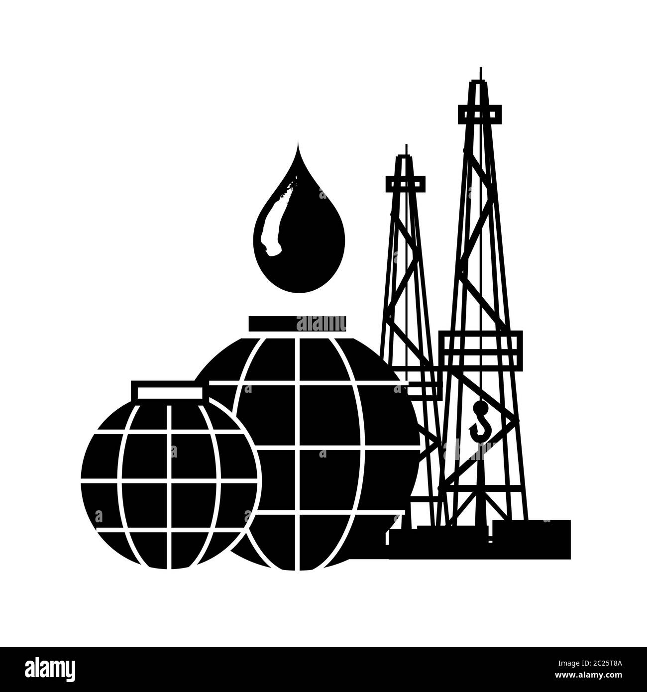 Pétrole et produits pétroliers. Emblème de la technologie et de l'industrie. Banque D'Images
