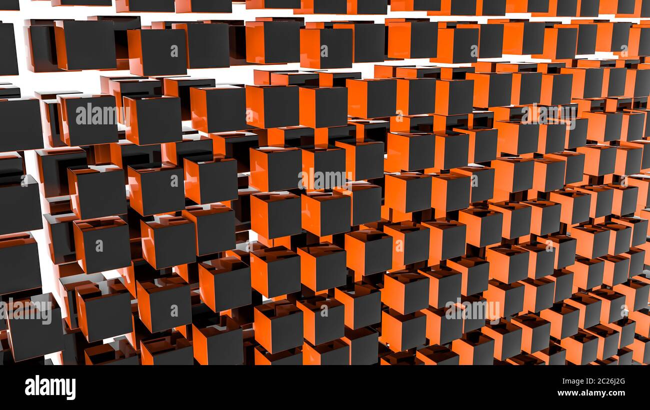 Résumé arrière-plan en trois dimensions des rectangles orange. 3D render Banque D'Images