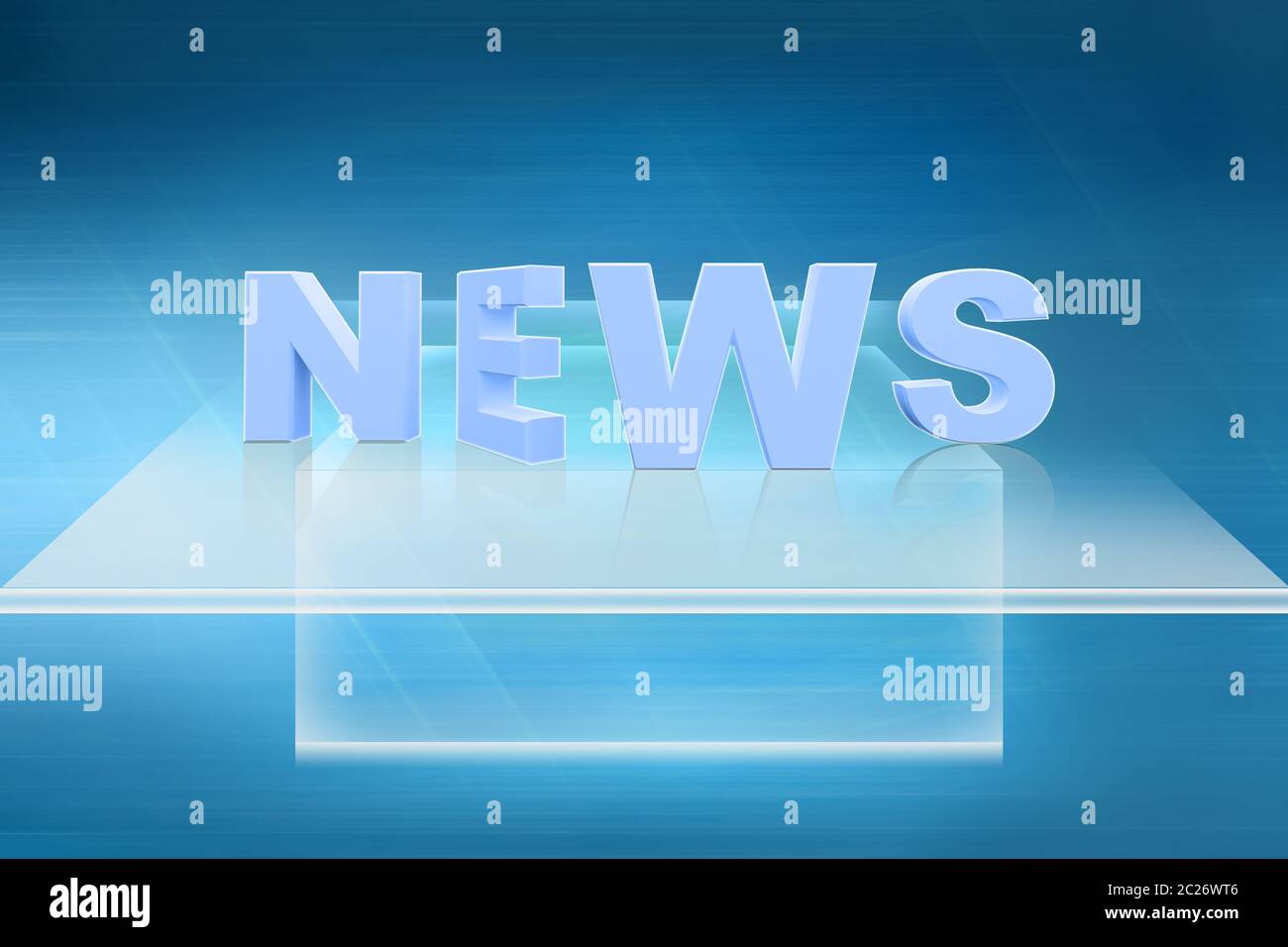Comptoir avec arrière-plan transparent news texte. blue theme l'espace 3D. Banque D'Images