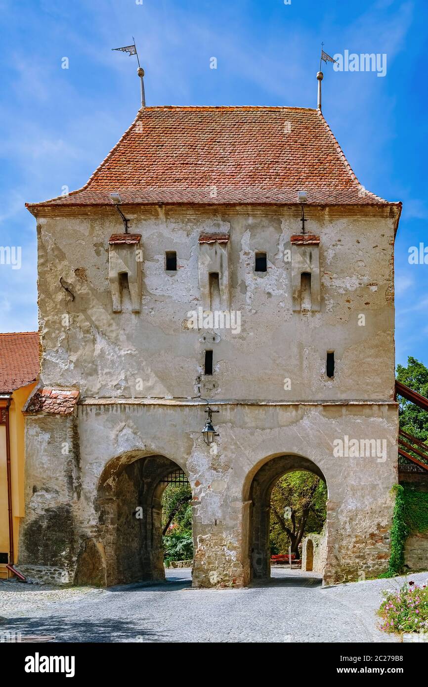 Tour des tailleurs - deuxième porte d'entrée de la Citadelle de Sighisoara., Roumanie Banque D'Images