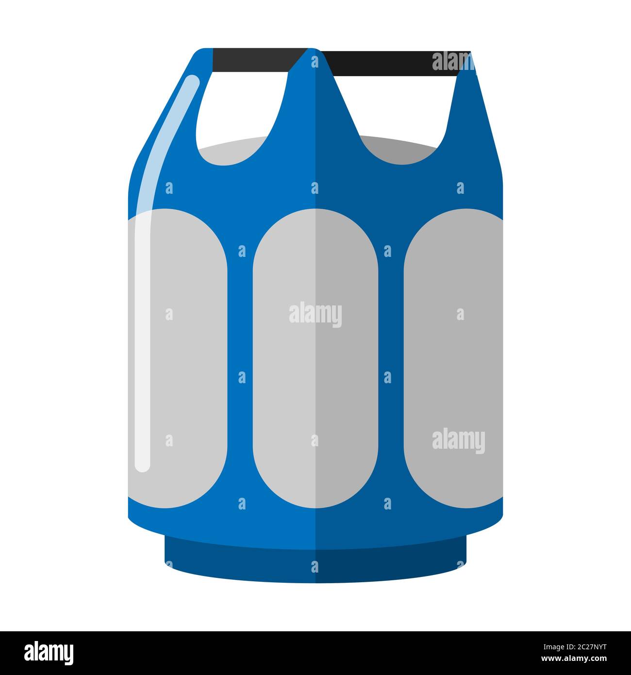Bouteille de gaz isolée sur fond blanc. Contenant bleu icône de bouteille de propane de style plat. Illustration du vecteur de stockage de carburant du réservoir. Illustration de Vecteur