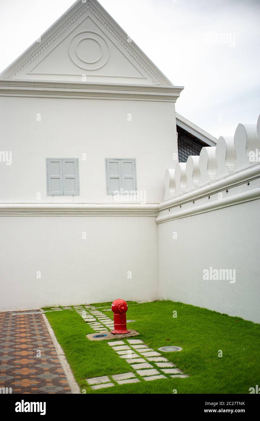 Un bâtiment de sécurité et une clôture de fort dans le Grand Palais Royal, Bangkok Thaïlande Banque D'Images