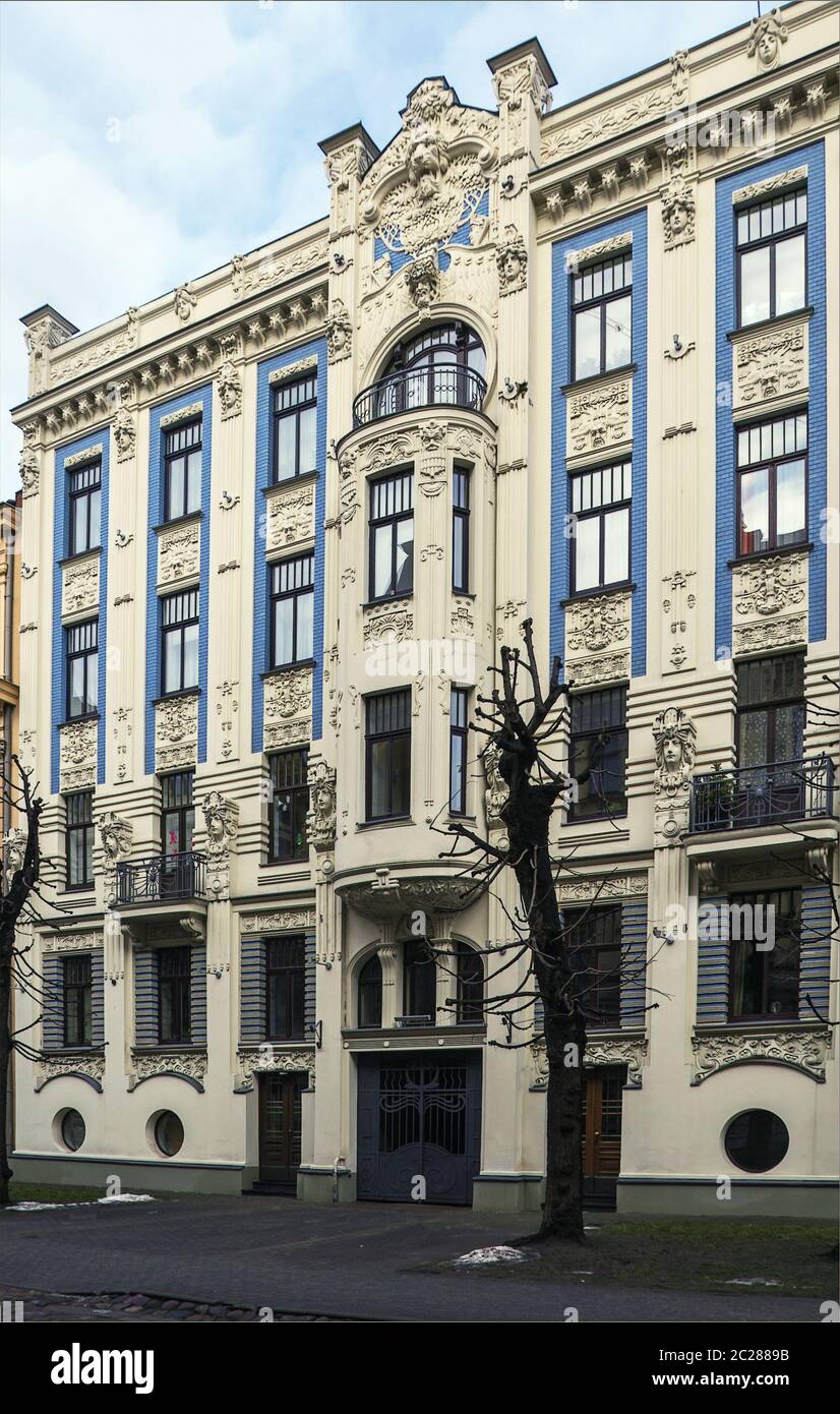 Le bâtiment de style Art Nouveau, Riga Banque D'Images