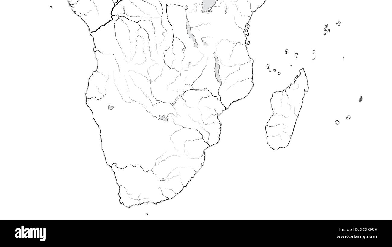 Carte mondiale de LA CÔTE AFRICAINE et DE MADAGASCAR: Kenya, Tanzanie, Zanzibar, Madagascar. (Carte géographique). Banque D'Images