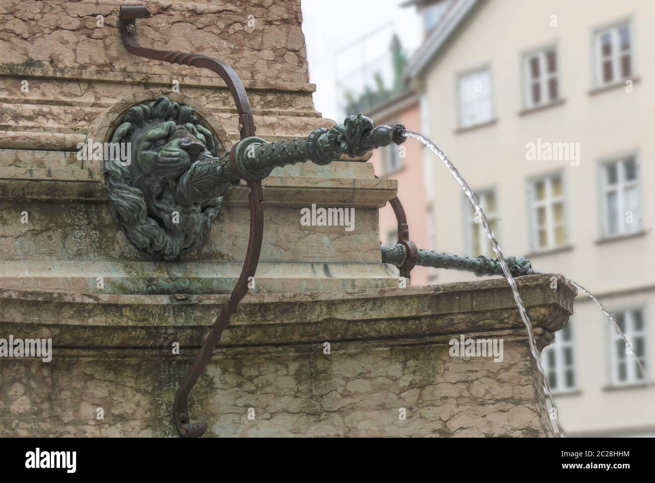 Gargoyle à la fontaine Lindavia, île Lindau, lac de Constance Banque D'Images