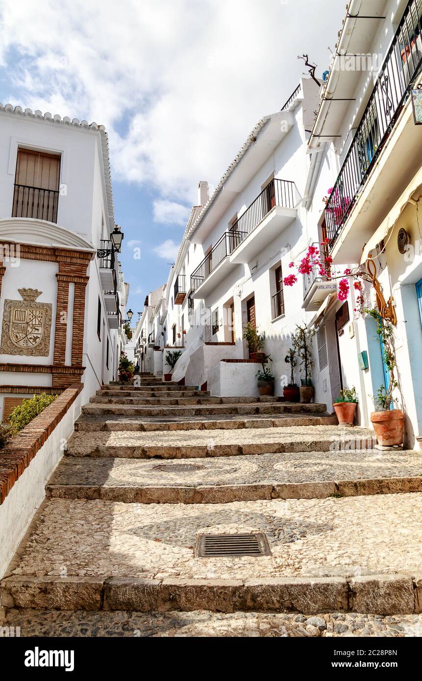 Vieille ville blanche village frigiliana mauresque Banque de ...
