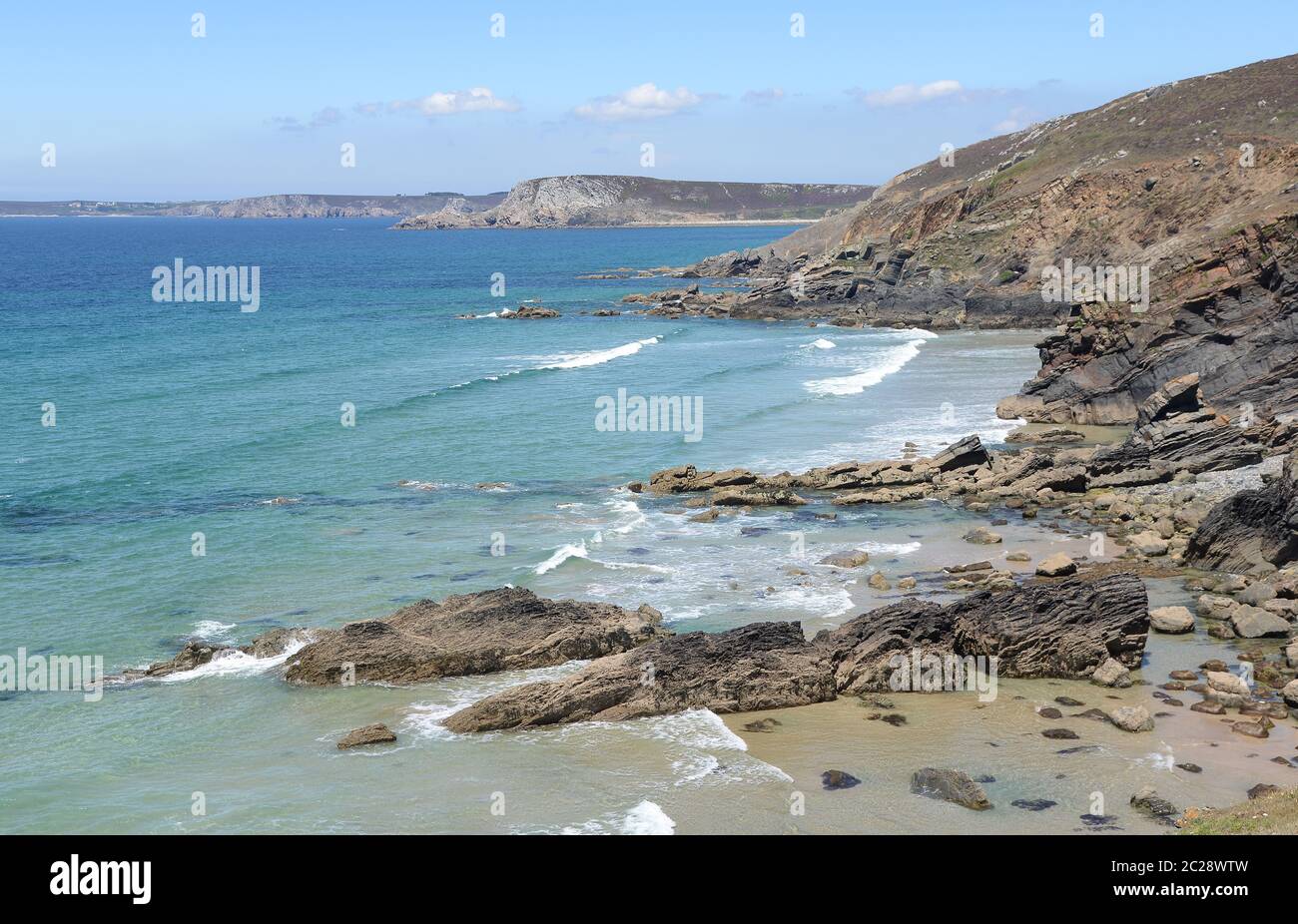 Côte sur la péninsule de Crozon, Bretagne Banque D'Images