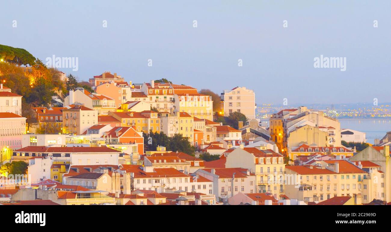 Panorama de Lisbonne Vieille ville Portugal Banque D'Images