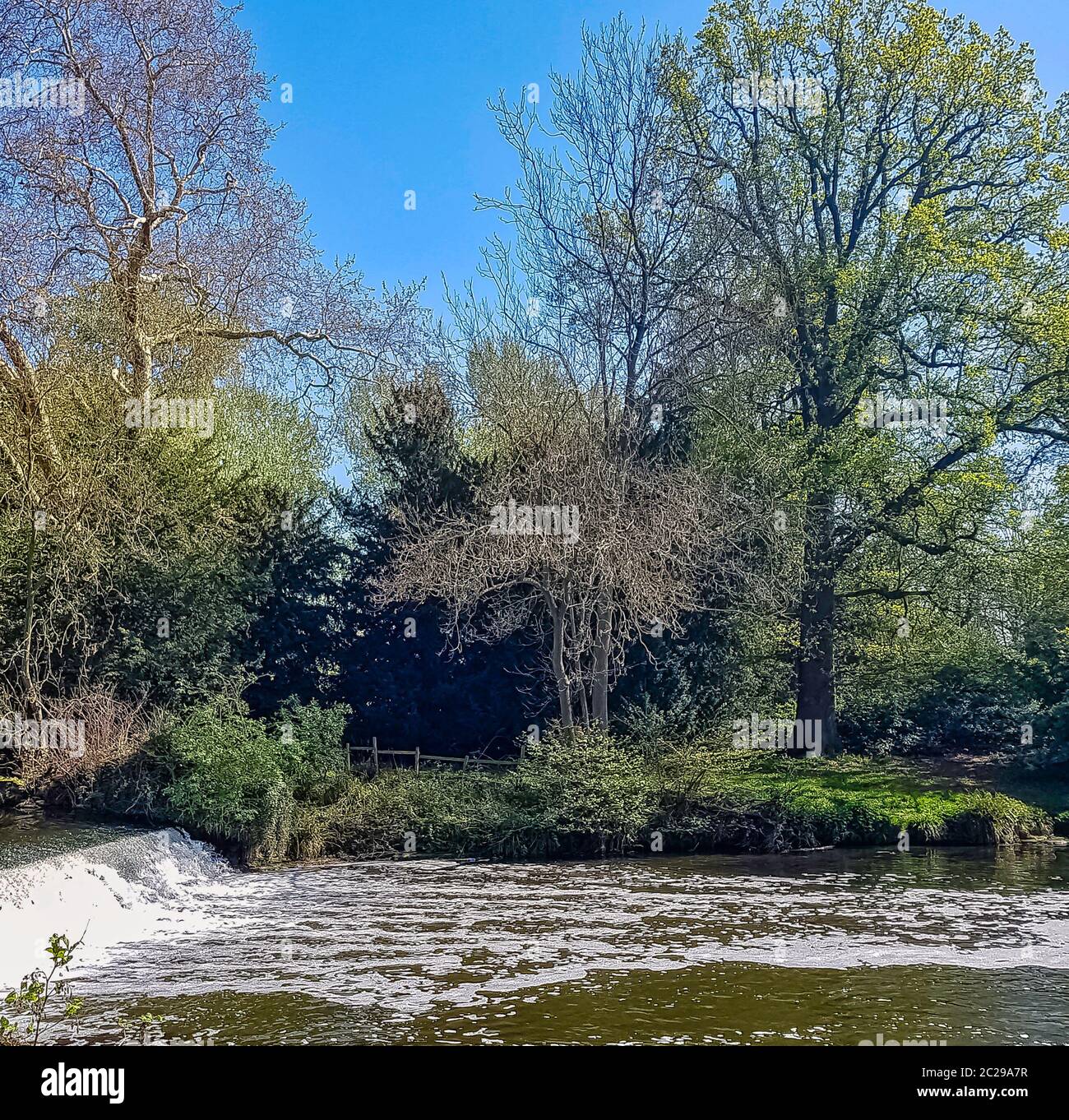 Cascade de la rivière Avon à Warwick, Warwickshire, Royaume-Uni Banque D'Images