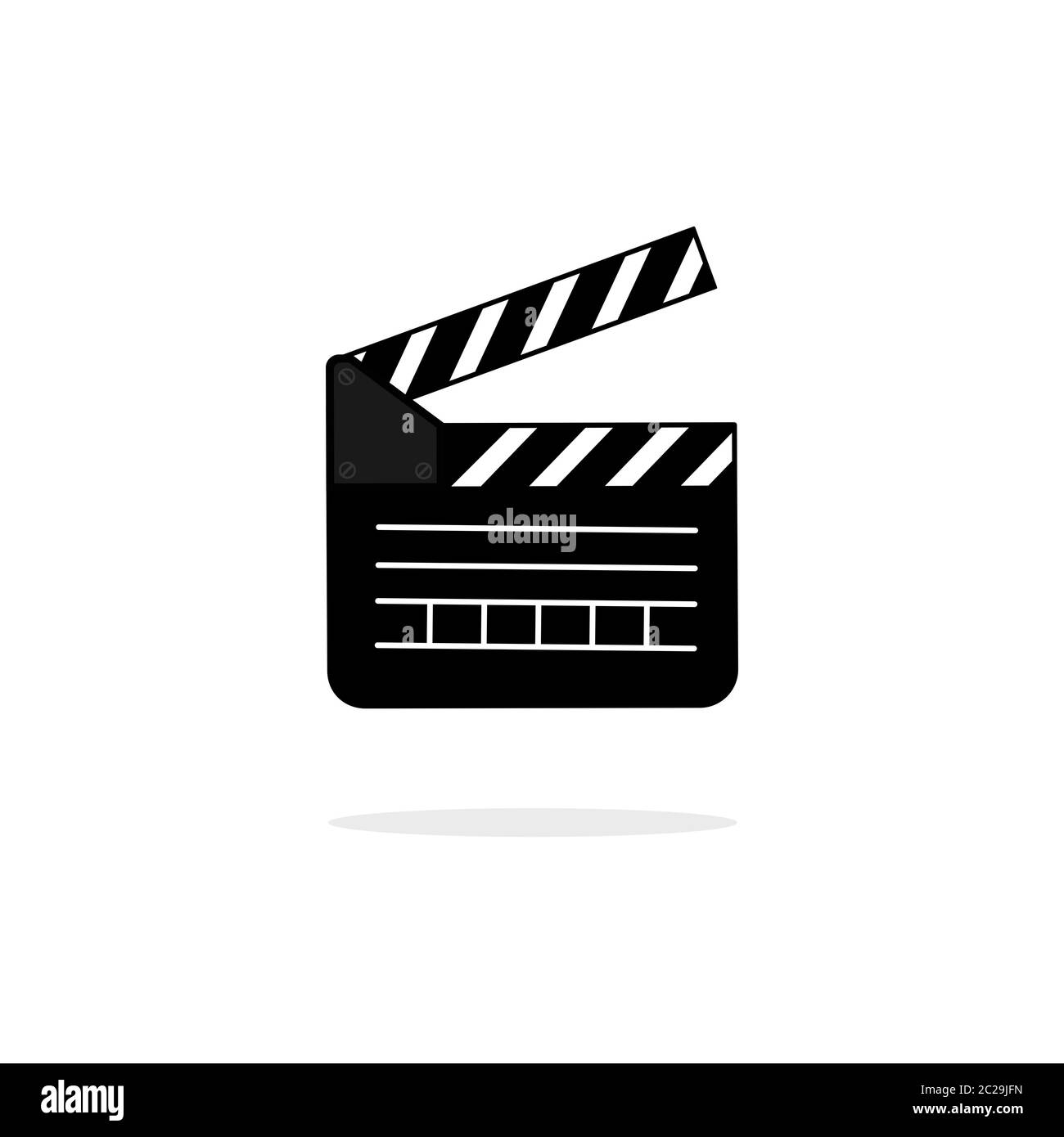 Ouvrez la liste des films. Icône de clapperboard vidéo plate. Concept de cinéma. Vecteur sur arrière-plan isolé. SPE 10. Illustration de Vecteur