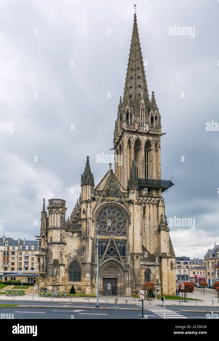 Tirage Albuminé Vintage De L'église Saint-Pierre à Caen (circa 1875) - 11x16 Cm - Original