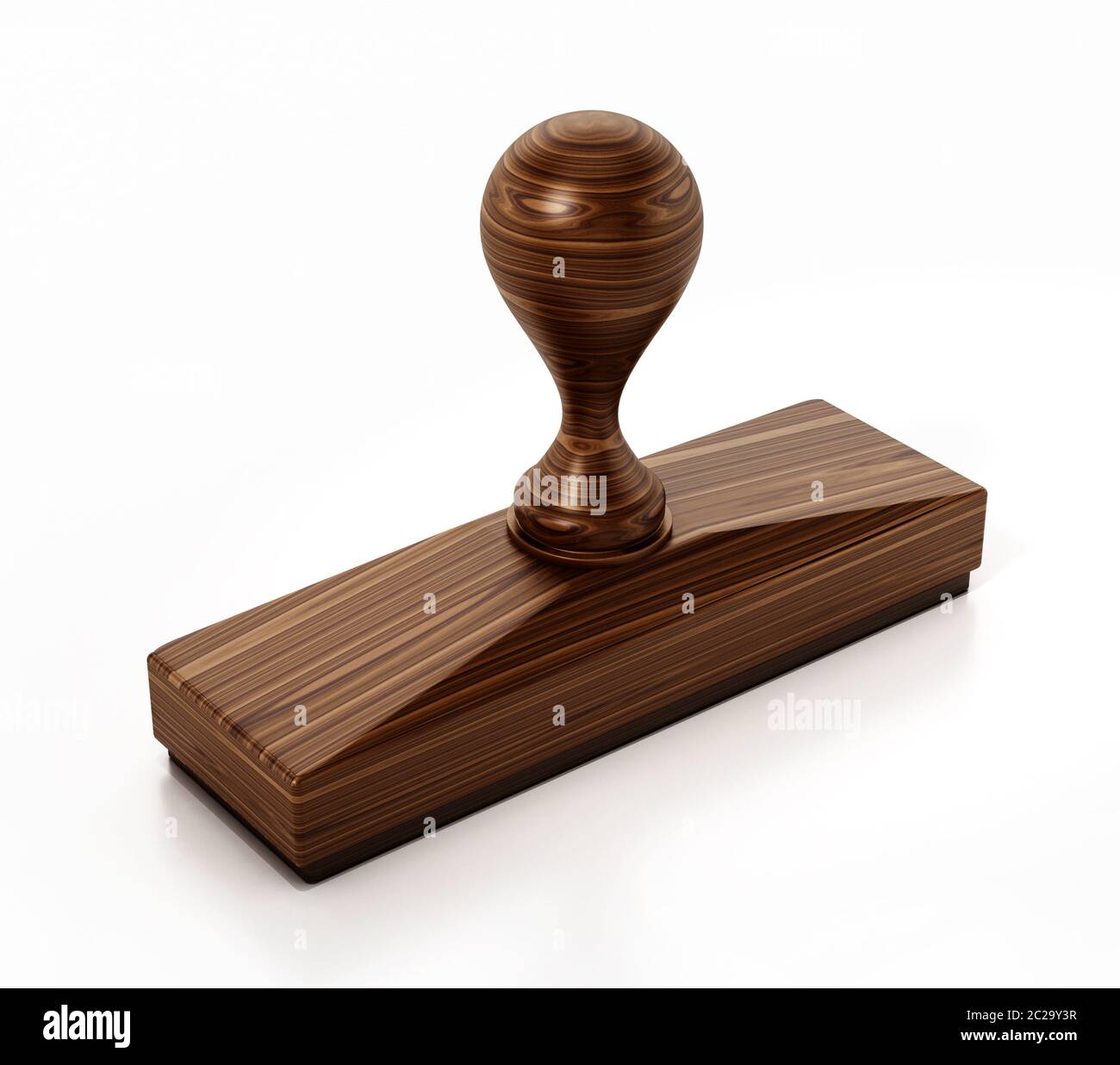 Timbre en bois isolé sur fond blanc. Illustration 3D. Banque D'Images