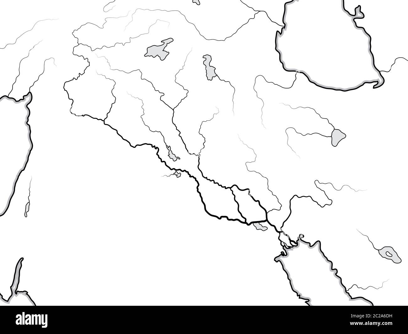 Carte du monde de la vallée DU TIGRE et DE L'EUPHRATE : Irak, Syrie, Arménie, Levant, Moyen-Orient, Golfe persique. Carte géographique. Banque D'Images