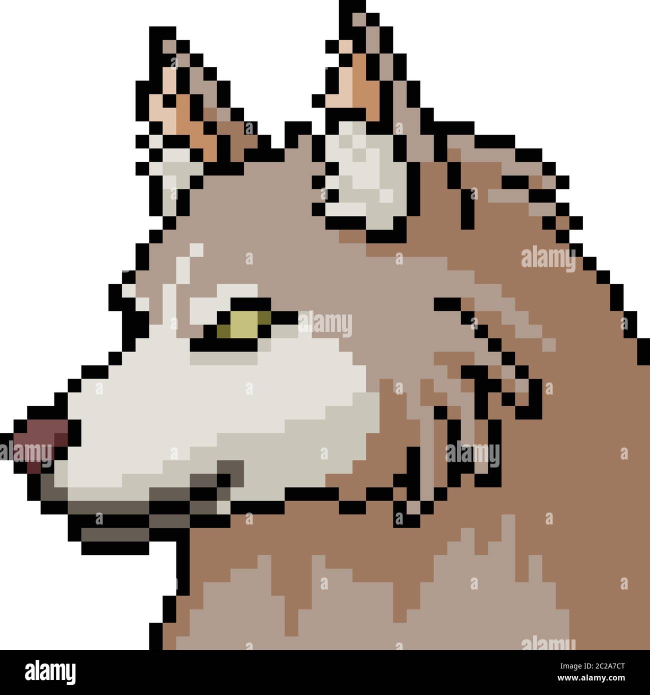 dessin animé isolé de la tête de loup de l'art de pixel vectoriel Image  Vectorielle Stock - Alamy