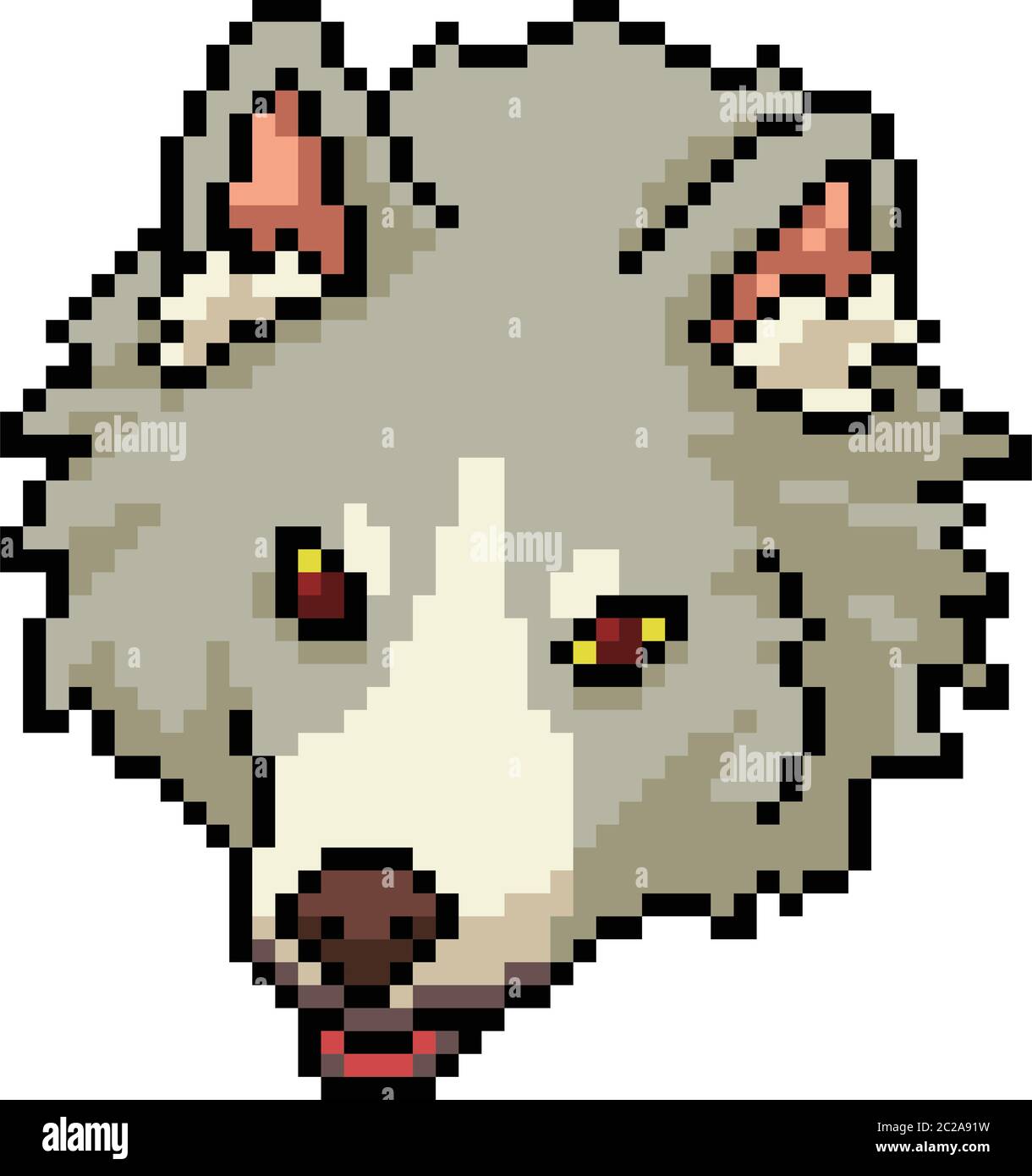 dessin animé isolé de la tête de loup de l'art de pixel vectoriel Image  Vectorielle Stock - Alamy