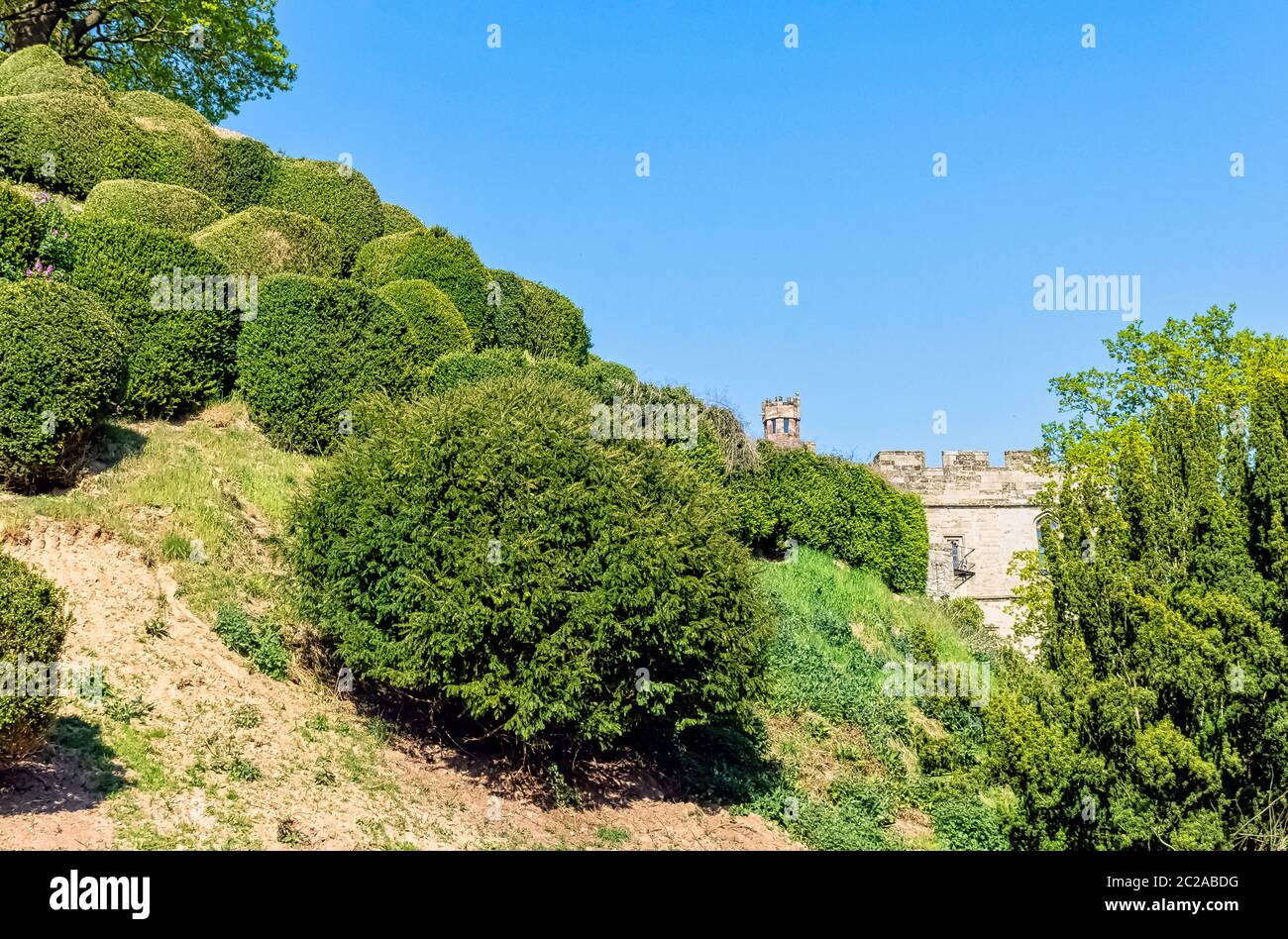 Château de Warwick en vert à Warwick, Warwickshire, Royaume-Uni Banque D'Images