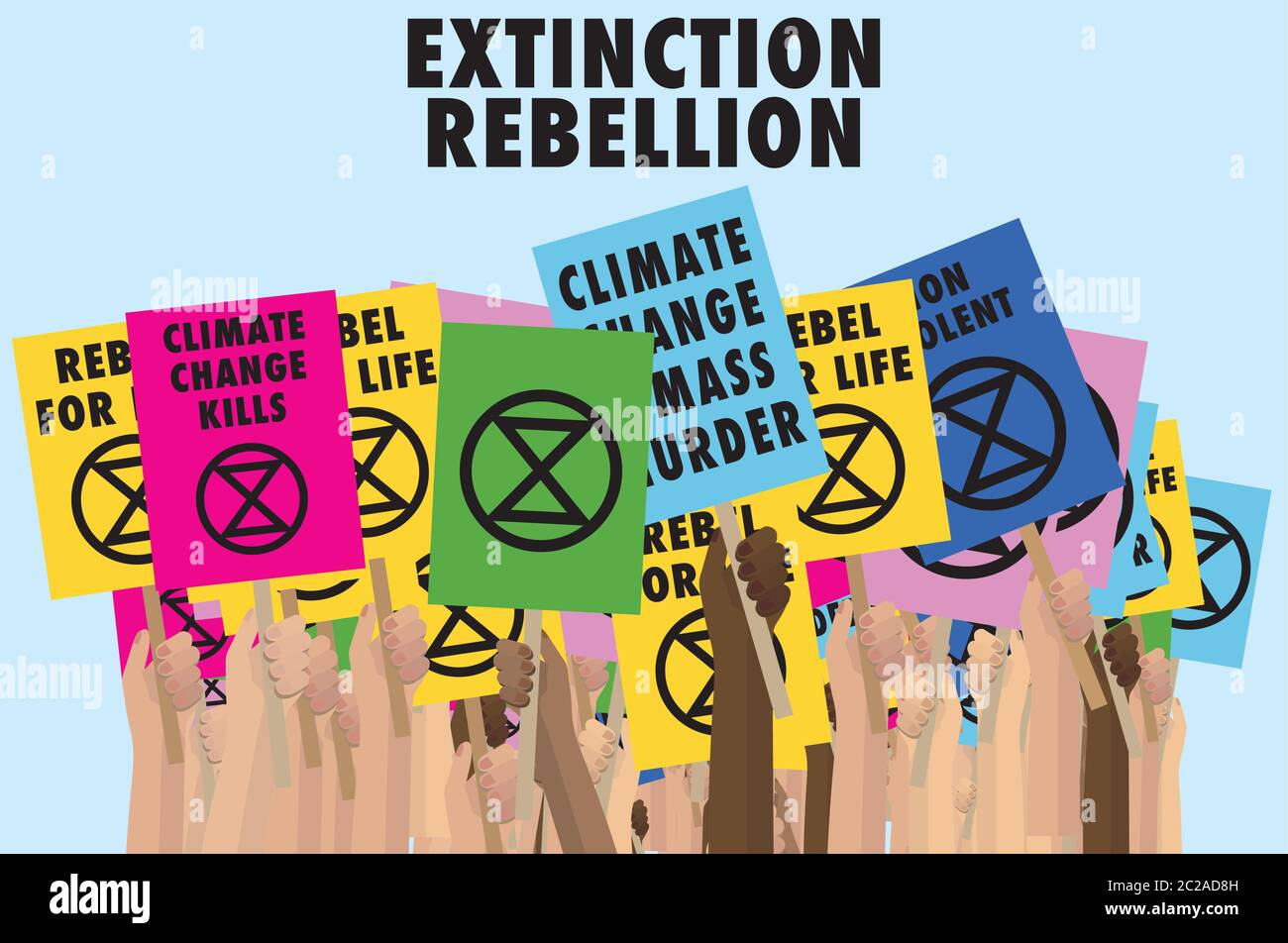 Extinction rébellion plaques de changement climatique Illustration de Vecteur