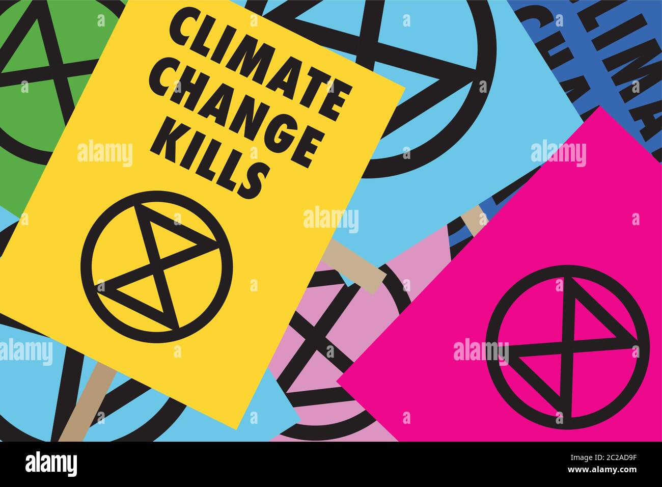 Extinction rébellion plaques de changement climatique Illustration de Vecteur