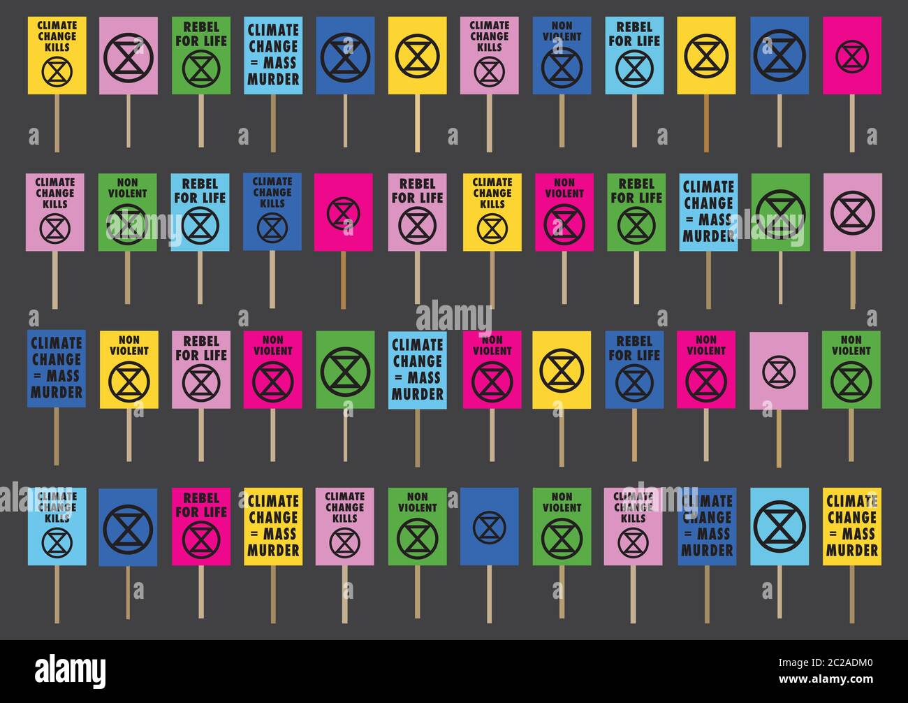 Extinction rébellion plaques de changement climatique Illustration de Vecteur