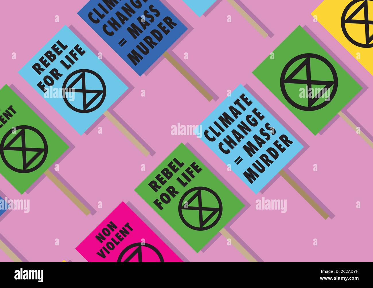 Extinction rébellion plaques de changement climatique Illustration de Vecteur