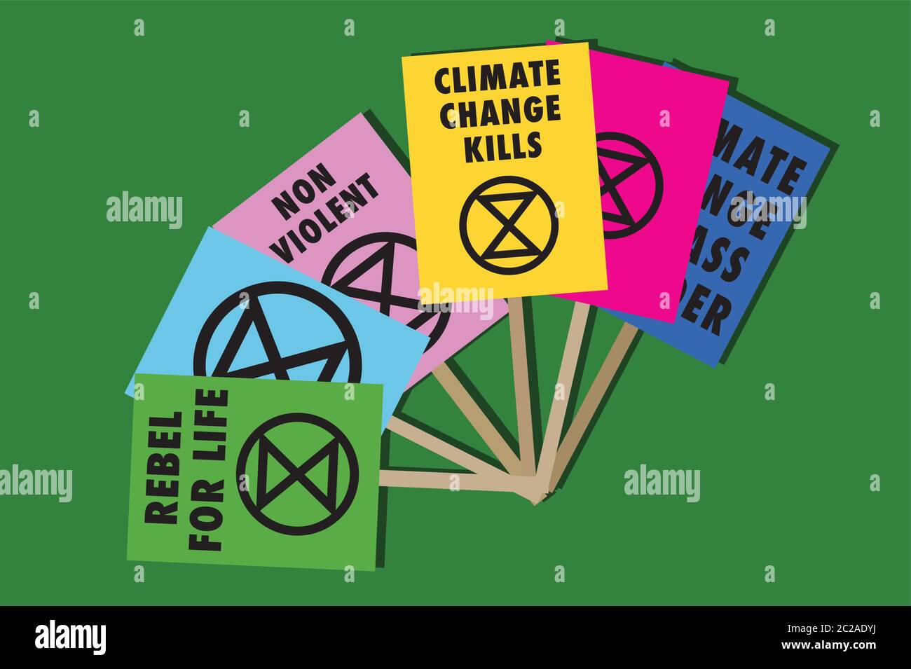 Extinction rébellion plaques de changement climatique Illustration de Vecteur