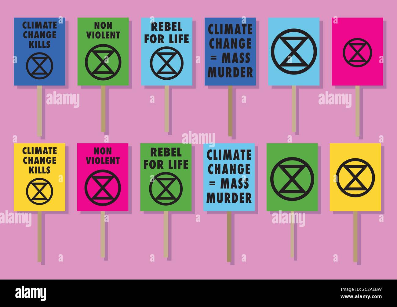 Extinction rébellion plaques de changement climatique Illustration de Vecteur