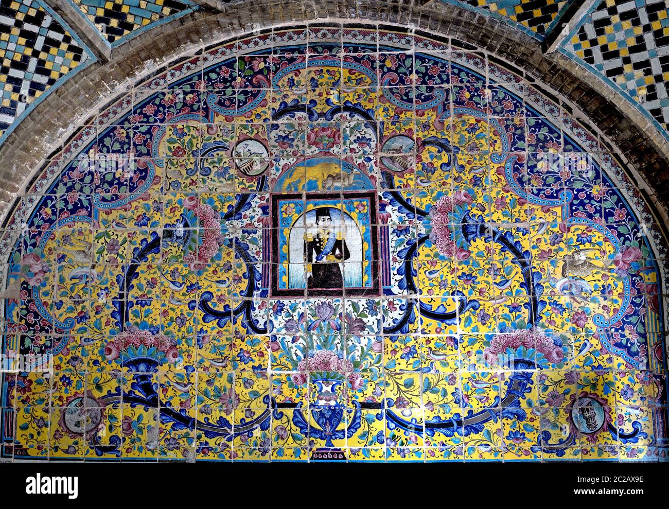 Palais Golestan, ancienne résidence de la dynastie royale Qajar, aujourd'hui site classé au patrimoine mondial de l'UNESCO, à Téhéran Banque D'Images