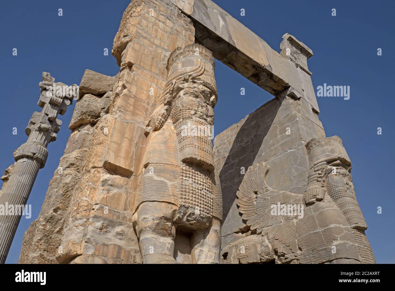 Site archéologique de l'ancienne ville persane, Persepolis, site classé au patrimoine mondial de l'UNESCO, à proximité de Shiraz, en Iran. Banque D'Images