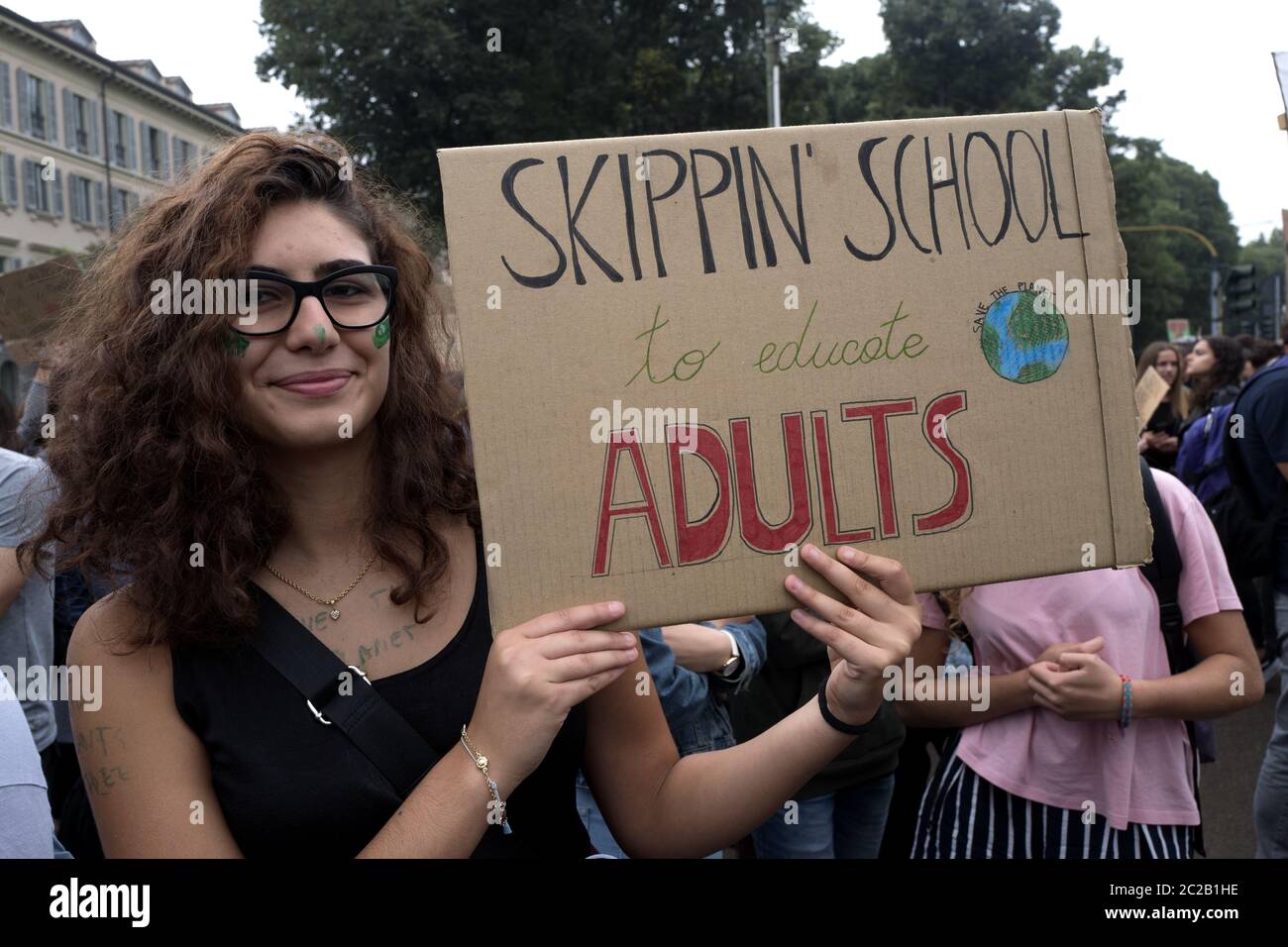 Grève des étudiants vendredi pour l'avenir, grève internationale contre le réchauffement climatique, à Milan, septembre 2019. Banque D'Images