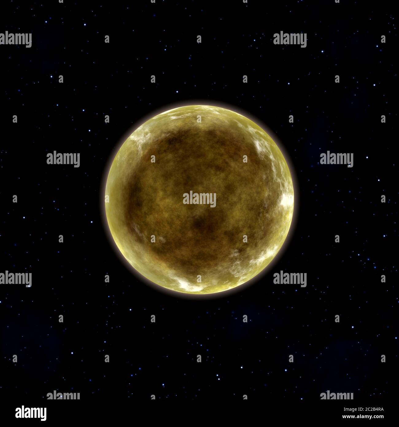 planète jaune dans l'espace avec des étoiles Banque D'Images
