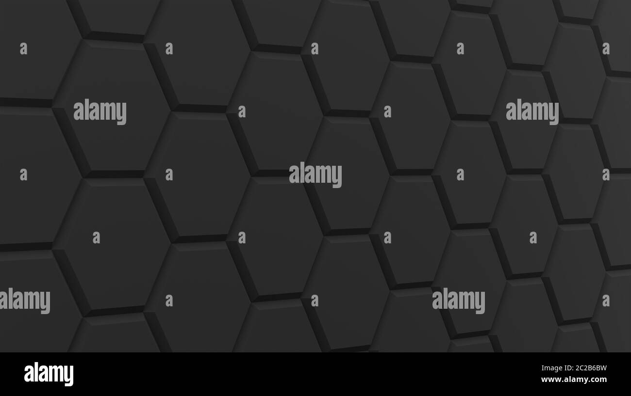 Fond noir polygone six pans modèle abstrait vide design graphique 3D Banque D'Images