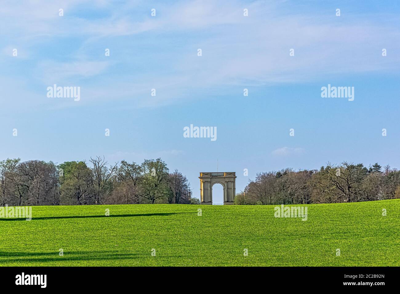 The Corinthian Arch sur South Front à Stowe, Buckinghamshire, Royaume-Uni Banque D'Images