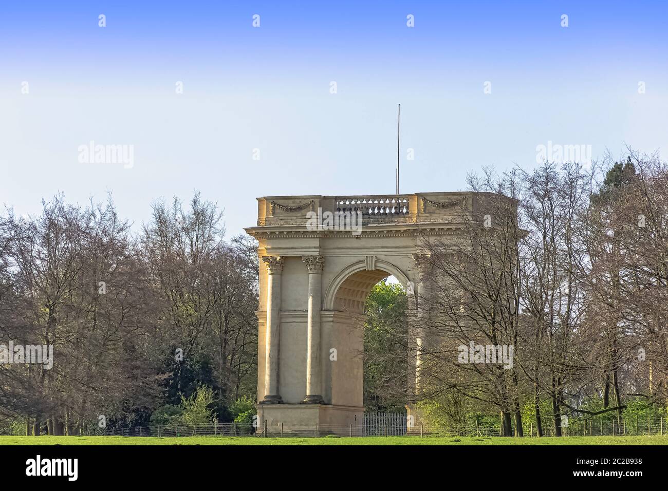 The Corinthian Arch sur South Front à Stowe, Buckinghamshire, Royaume-Uni Banque D'Images