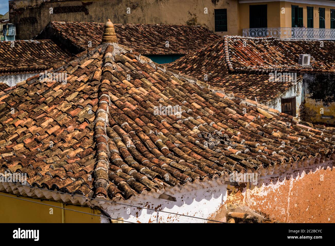 Vieux toits de style espagnol architecture coloniale dans le centre-ville, Trinidad, Cuba Banque D'Images