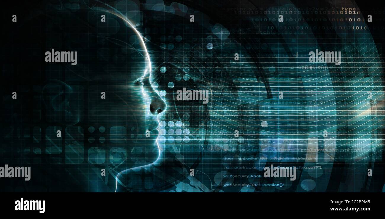 L'évolution de l'intelligence artificielle avec la conscience comme concept de haute technologie numérique Banque D'Images